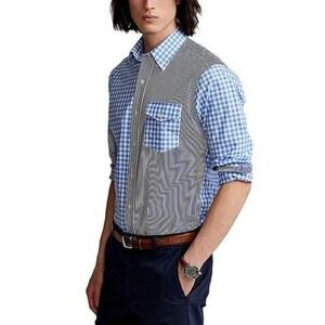 Polo Ralph Lauren Poplin Fun Shirt Classic Fit Mens XL Button Down Gingham Blue